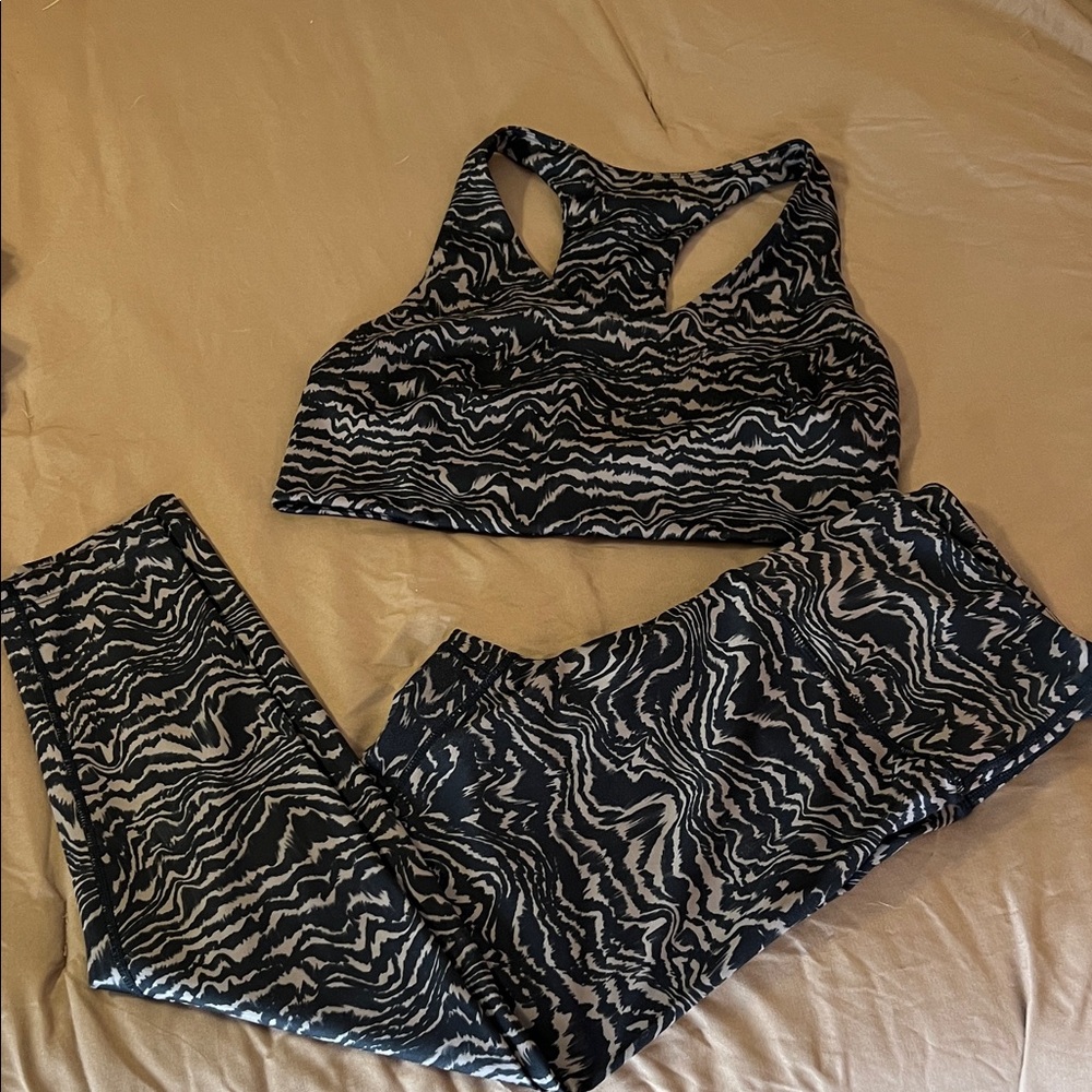 Zella Black and White Zebra Print Sports set